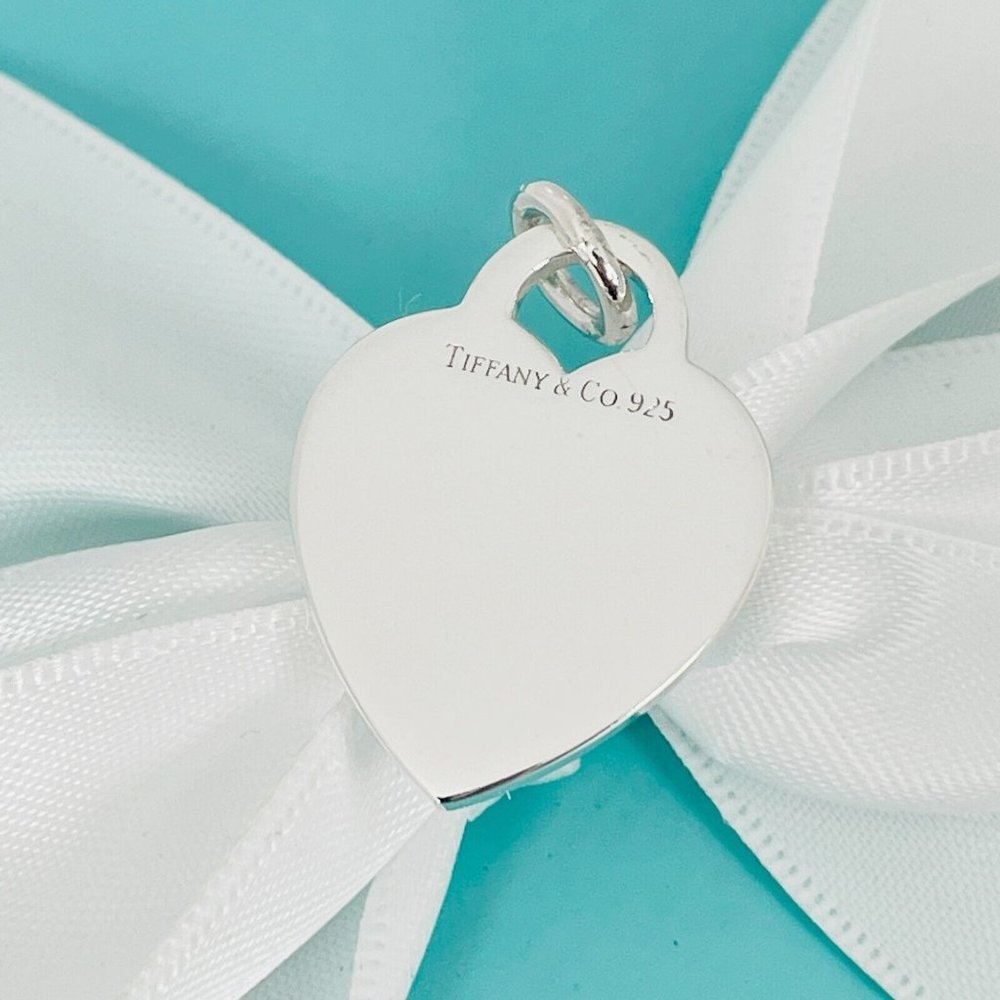 Tiffany & Co Sterling Silver Engravable Blank Heart Tag Charm or Pendant